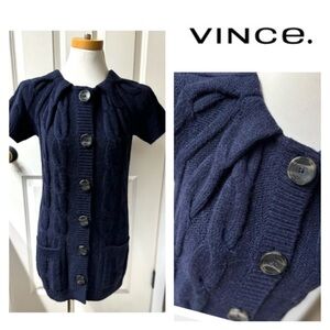 Vince Sculpted Carcoat Cable Knit Sweater
